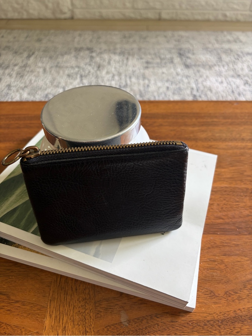 Madewell Black Leather Zip Card & Key Holder